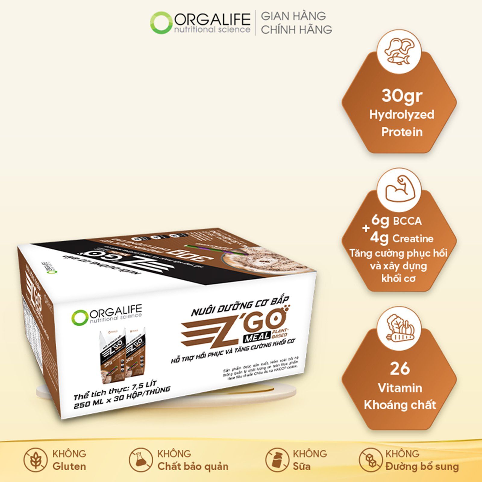  Z'go Meal Plant-Based - Thức Uống Cho Người Tập Luyện, Cao Đạm Thủy Phân Giúp Phục Hồi Cơ Bắp - Thùng 30 Hộp 