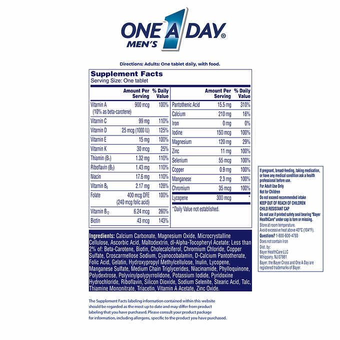  Viên Vitamin Tổng Hợp Cho Nam One A Day Men Multivitamin Supplement 