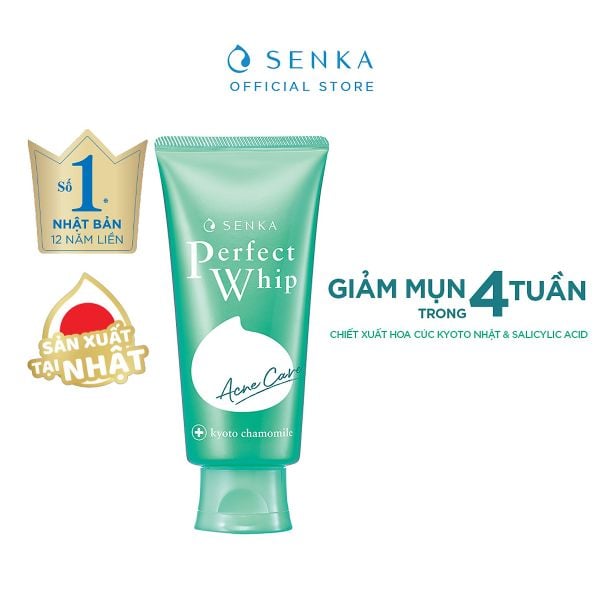  Sữa rửa mặt hỗ trợ trị mụn Senka Perfect Whip Acne Care 100g 