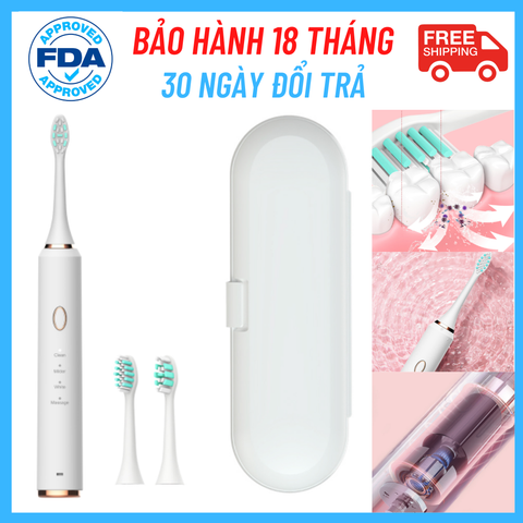 Bàn chải điện Thông minh Công nghệ Sóng siêu âm Châu Âu chống nước IPX7 Chuẩn FDA USA - PRO 2022
