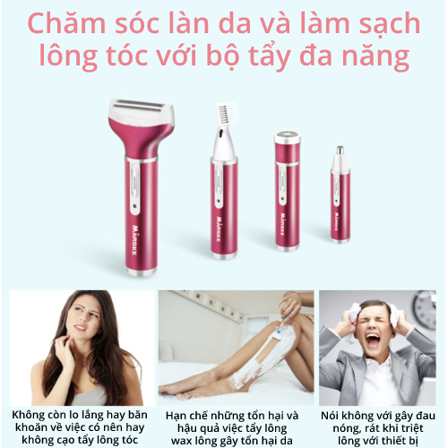 Máy cạo lông 4 in 1 đa năng chính hãng chất liệu không gỉ - CE MARSKE