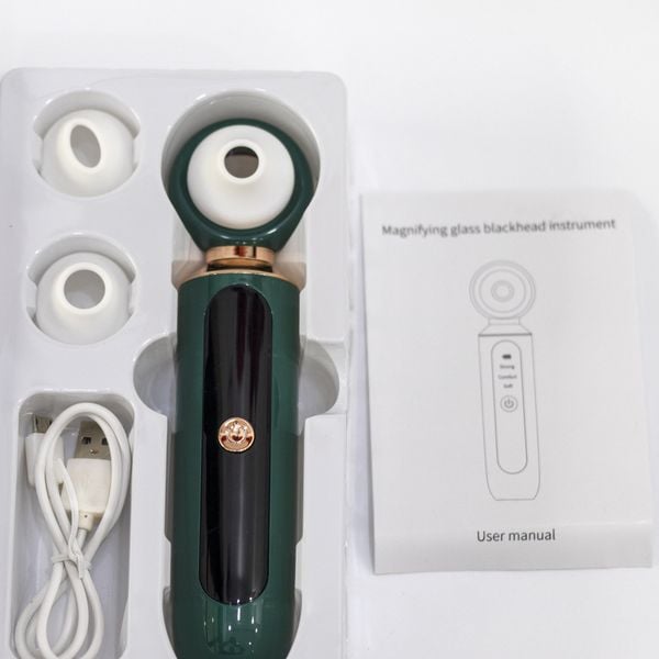 Máy hút mụn đầu đen 3 cường độ có đèn led và kính lúp - ROMANDA