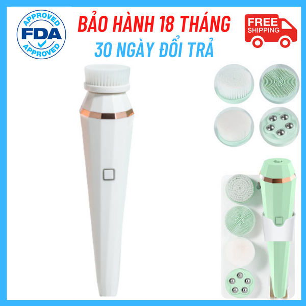 Máy rửa mặt massage kết hợp tẩy trang đa năng 4 in 1 - HACHIKA