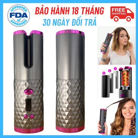 Máy uốn tóc tự động không dây Chuẩn FDA 6 cấp độ nhiệt Màn hình LCD Tích hợp sạc dự phòng cho điện thoại - HACHIKA