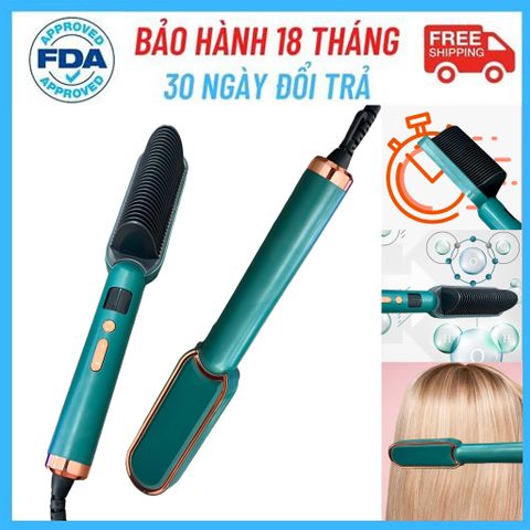 Lược chải tóc đa năng chải và duỗi tóc chuyên nghiệp chất liệu Gốm Tourmaline 7 chế độ nhiệt - HACHIKA