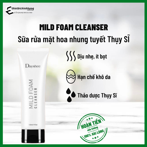 Sữa rửa mặt dịu nhẹ ít bọt hoa nhung tuyết Thụy Sĩ - MILD FOAM CLEANSER