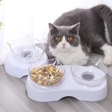  Bát Ăn Đôi Nhựa Trong Suốt Tai Mèo Đựng Thức Ăn Nước Uống Cho Chó Mèo 