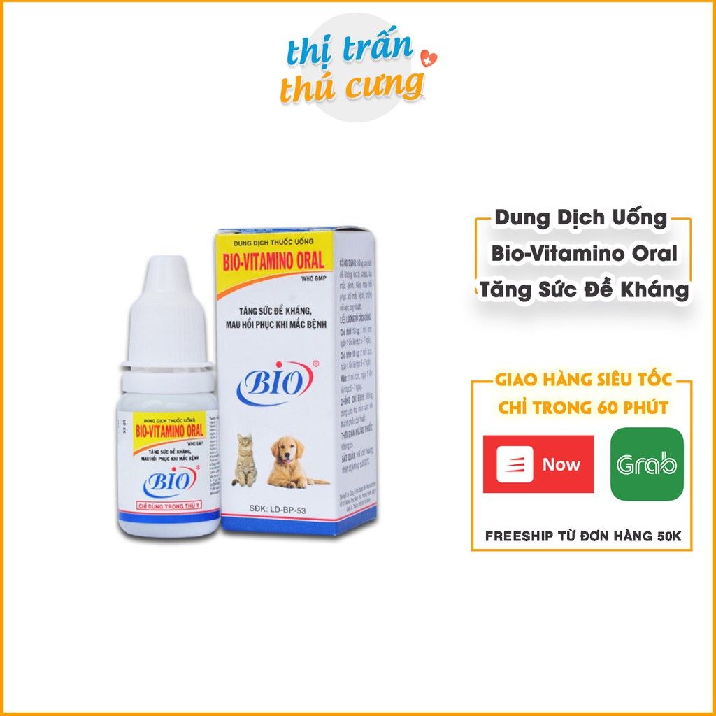  BIO VITAMINO ORAL - Dạng uống giúp bổ sung vitamin tăng sức đề kháng cho thú cưng chai 10ml 