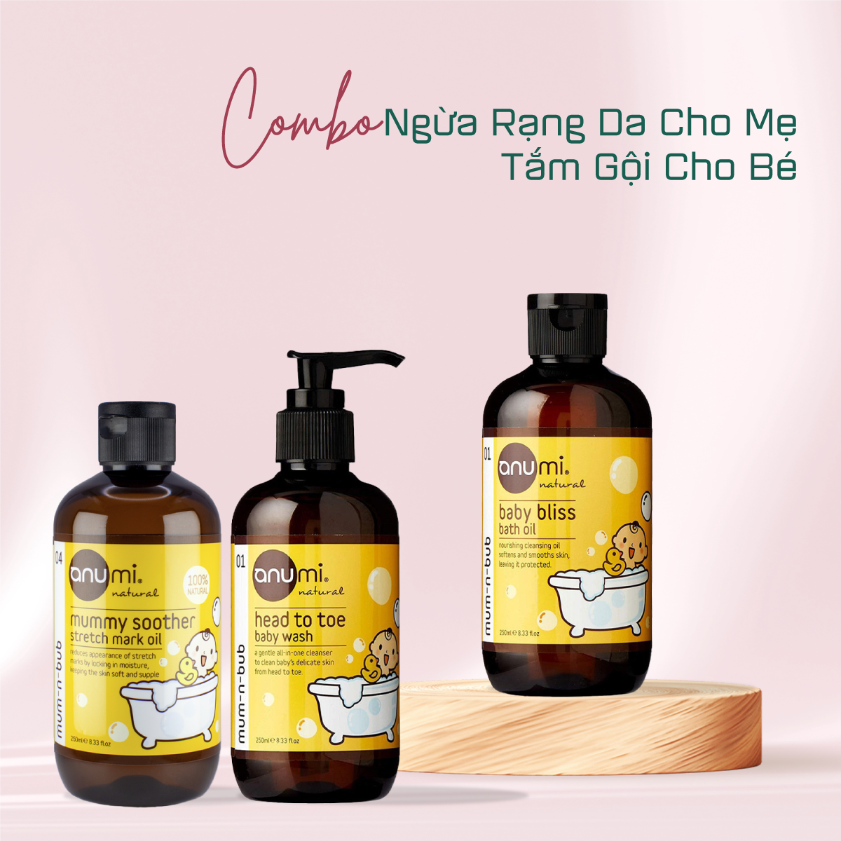  Combo Chăm Sóc Ngừa Rạn Da Cho Mẹ & Tắm Gội Cho Bé 