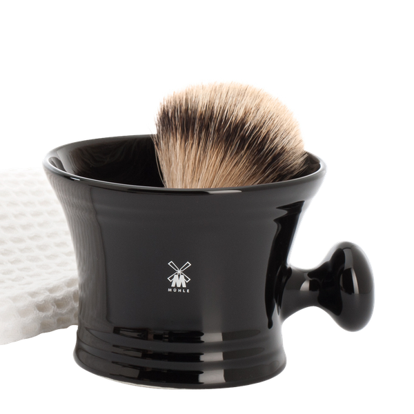 Chén Cạo Râu Sứ Cao Cấp MÜHLE Black Porcelain Shaving Crucible with Handle RN46