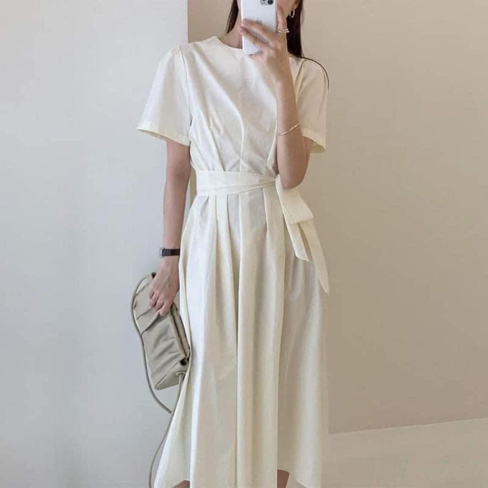  D0018 - Đầm Linen Buộc Eo 