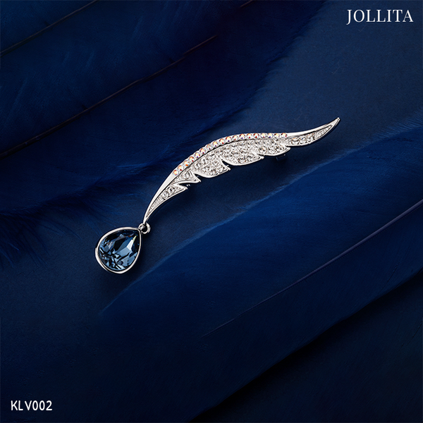  Trâm cài áo Lông vũ đính đá pha lê xanh sang trọng 