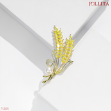  Trâm cài áo Bông lúa vàng dát đá đính ngọc trai cao cấp 