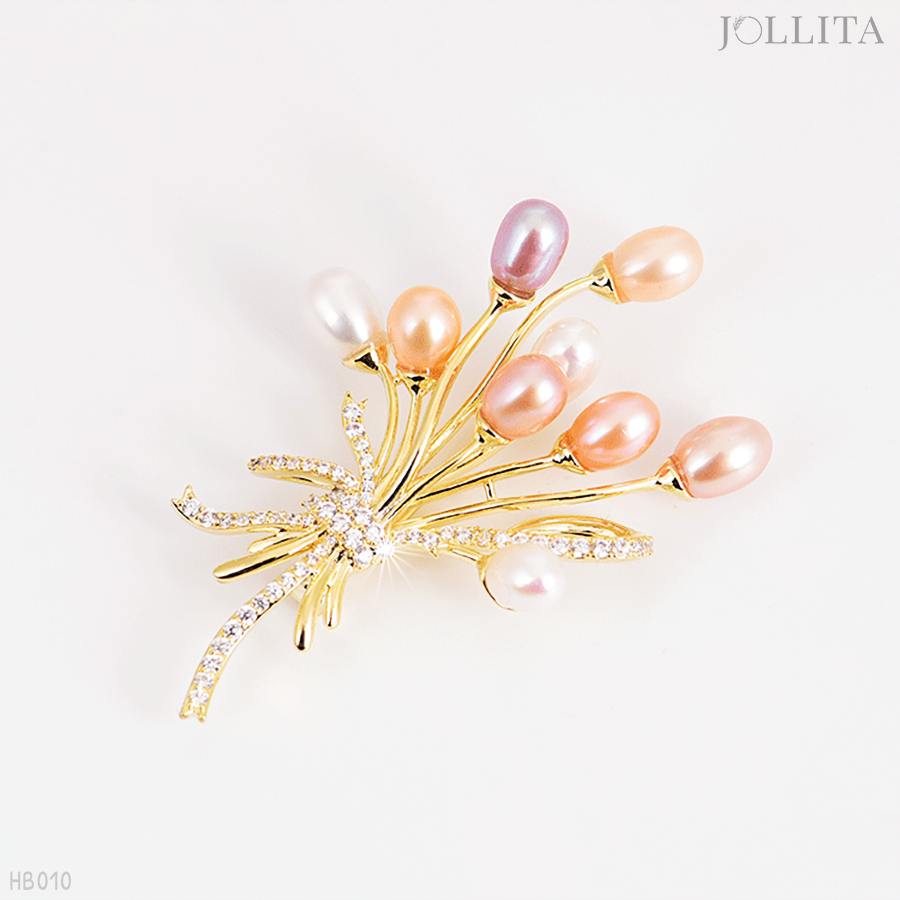  Trâm cài áo Bó hoa Ngọc Trai thanh lịch cao cấp 