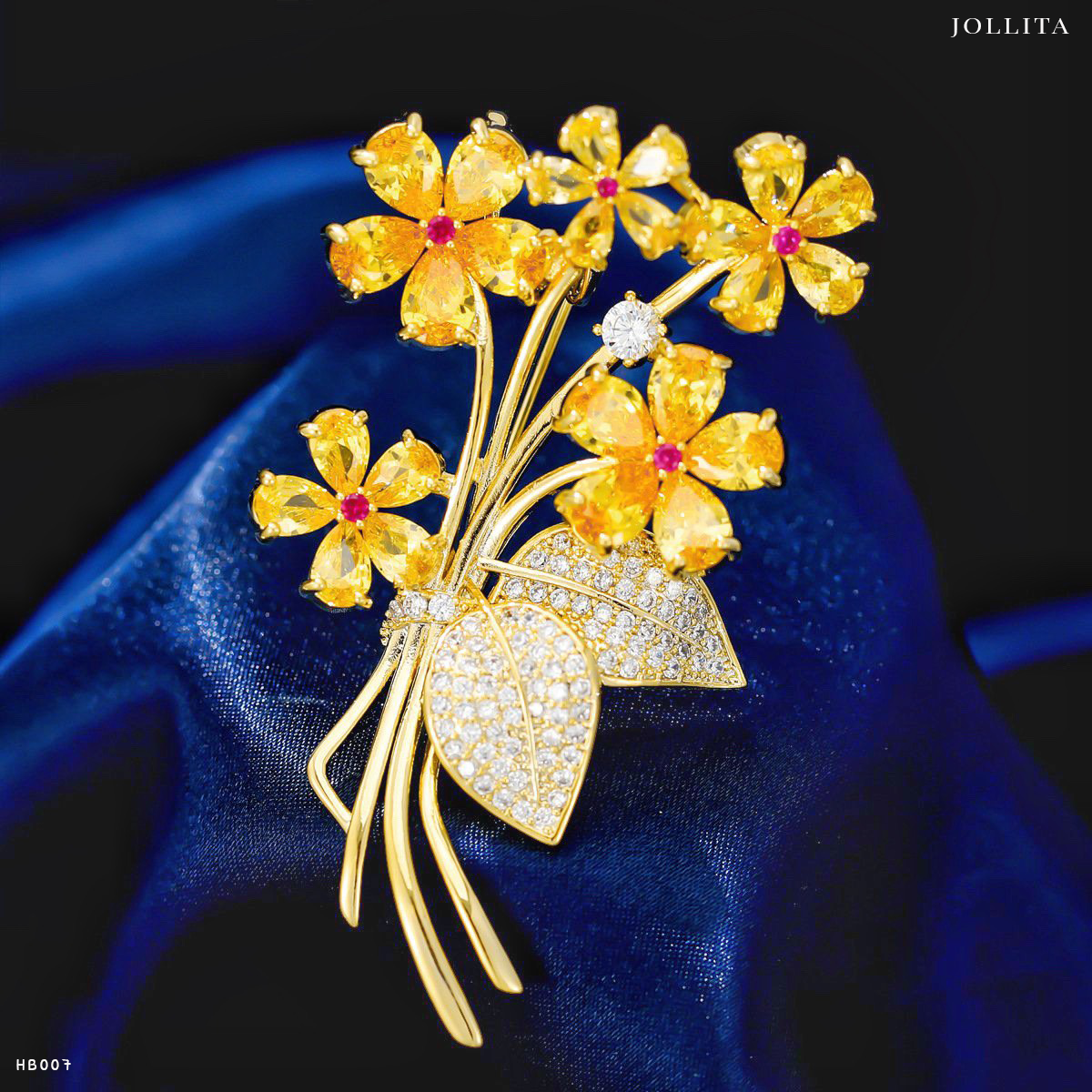  Trâm cài áo vest Bó hoa hồng ngọc thanh lịch sang trọng 