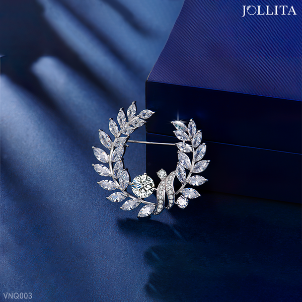  Trâm cài áo vòng nguyệt quế đính đá cao cấp 