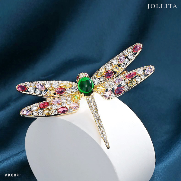  Trâm cài áo chuồn chuồn đính đá sắc màu cao cấp 