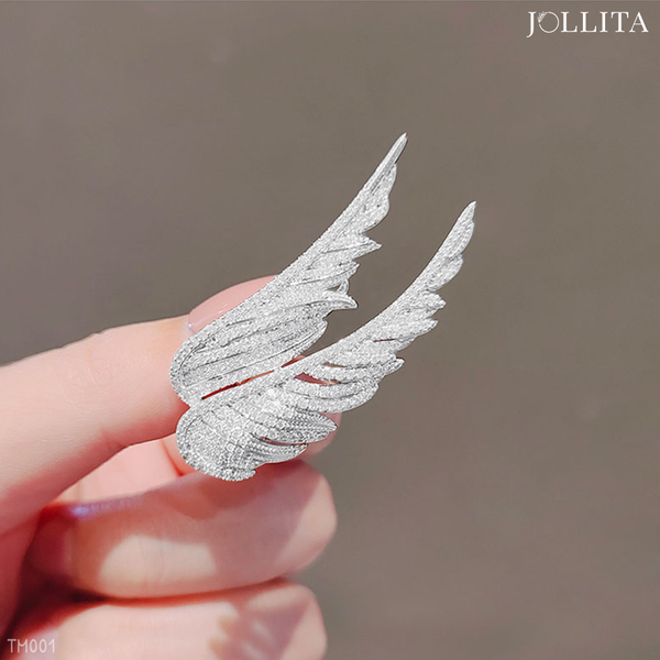  Trâm cài áo đôi cánh thiên thần dát đá zircon sang trọng 