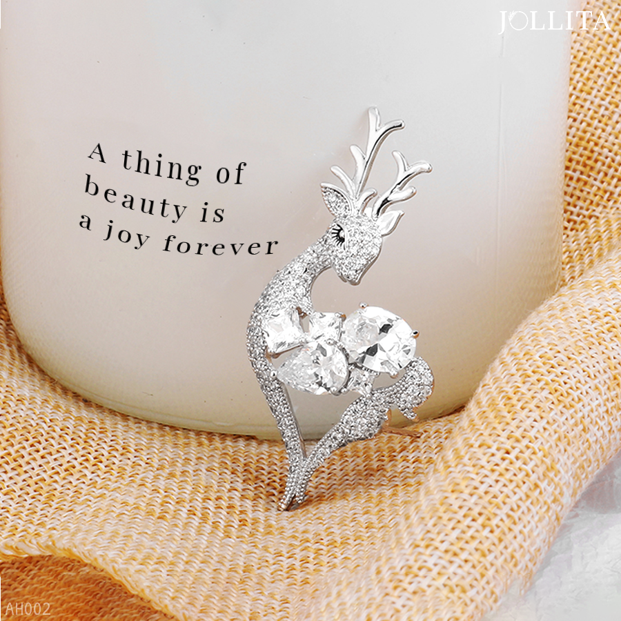  Trâm cài áo tuần lộc đính đá cao cấp 