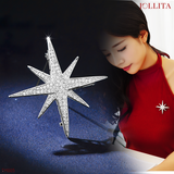  Trâm cài áo ngôi sao sáu cánh dát đá zircon sang trọng 