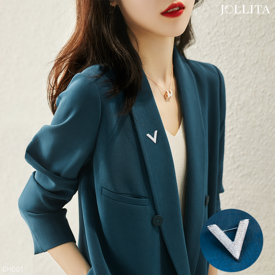  Trâm cài áo vest Victory nạm đá sang trọng 