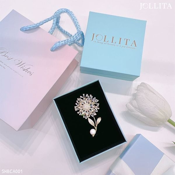  Set quà tặng 20/11 cài áo Bồ công anh đính đá đính ngọc trai cao cấp 