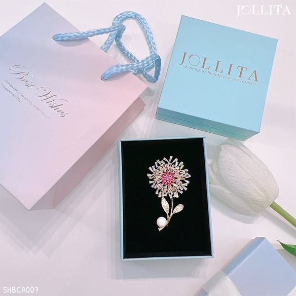  Set quà tặng 20/11 cài áo Bồ công anh dát đá đính ngọc trai cao cấp 