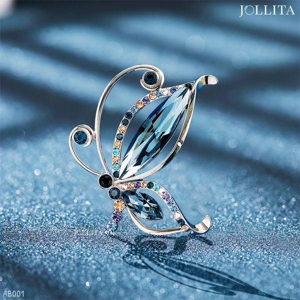  Trâm cài áo bướm đính đá pha lê xanh cao cấp sang trọng 