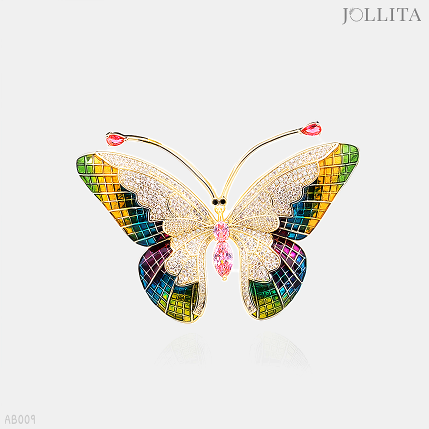  Trâm cài áo bướm dát đá sắc màu sang trọng 