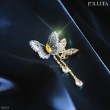  Trâm cài áo bướm đôi dát đá thổ cẩm đính tua rua tinh tế 