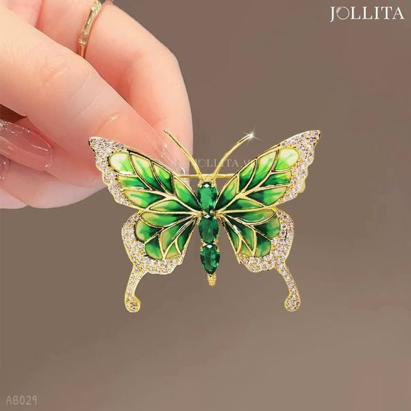  Trâm cài áo bướm phủ men màu xanh thanh lịch sang trọng 