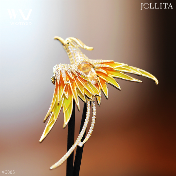  Trâm cài áo phượng hoàng lửa vàng sang trọng 