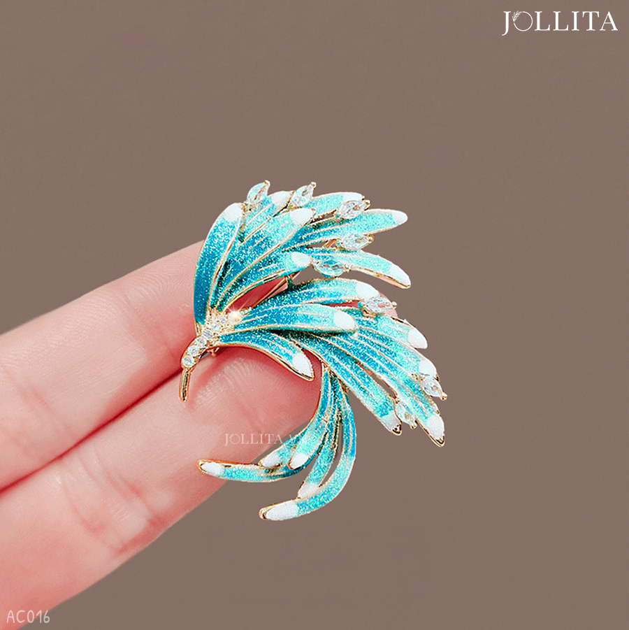  Trâm cài áo phượng hoàng phủ men retro cổ điển tinh tế 