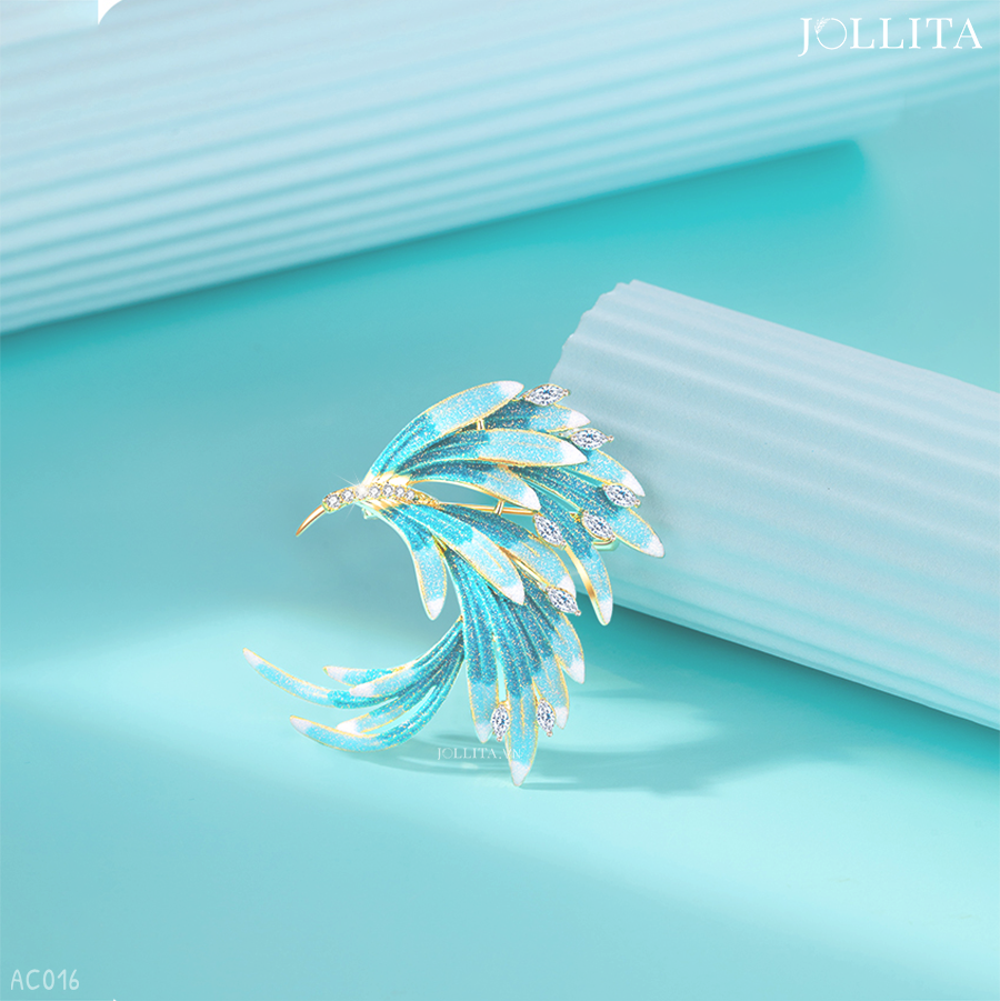  Trâm cài áo phượng hoàng phủ men retro cổ điển tinh tế 