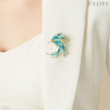  Trâm cài áo phượng hoàng phủ men retro cổ điển tinh tế 