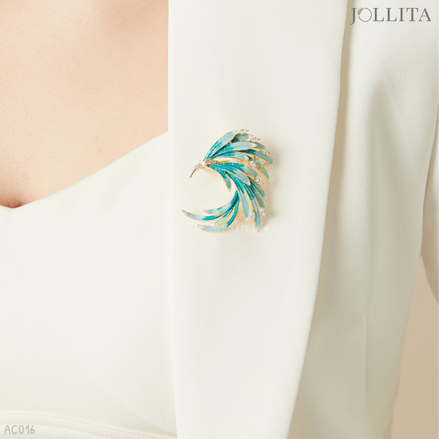  Trâm cài áo phượng hoàng phủ men retro cổ điển tinh tế 