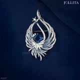  Trâm cài áo khổng tước đính đá pha lê xanh cao cấp 