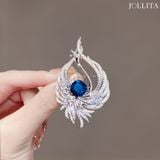  Trâm cài áo khổng tước đính đá pha lê xanh cao cấp 