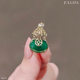  Ghim cài áo bình hồ lô đính đá xanh ngọc cao cấp 