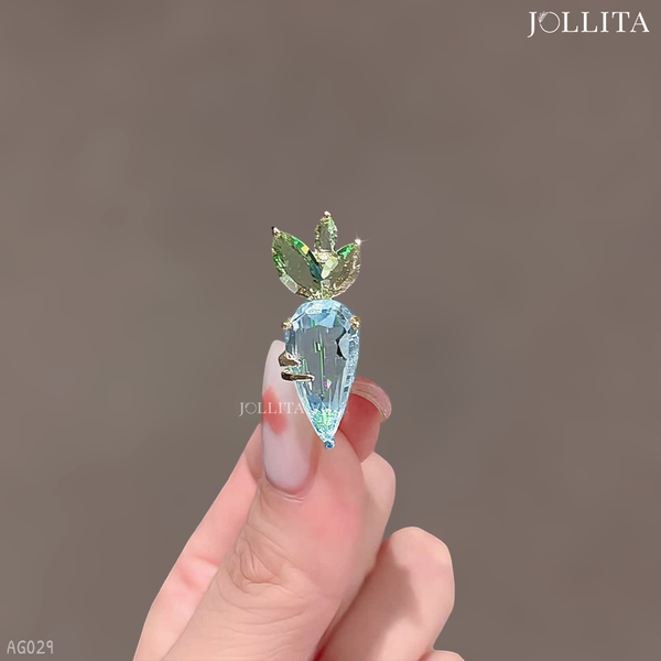  Ghim cài áo củ cà rốt đính đá xanh dễ thương 