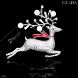  Trâm cài áo tuần lộc tuyết khảm đá đính ngọc trai cao cấp 