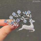  Trâm cài áo tuần lộc khảm đá cao cấp 