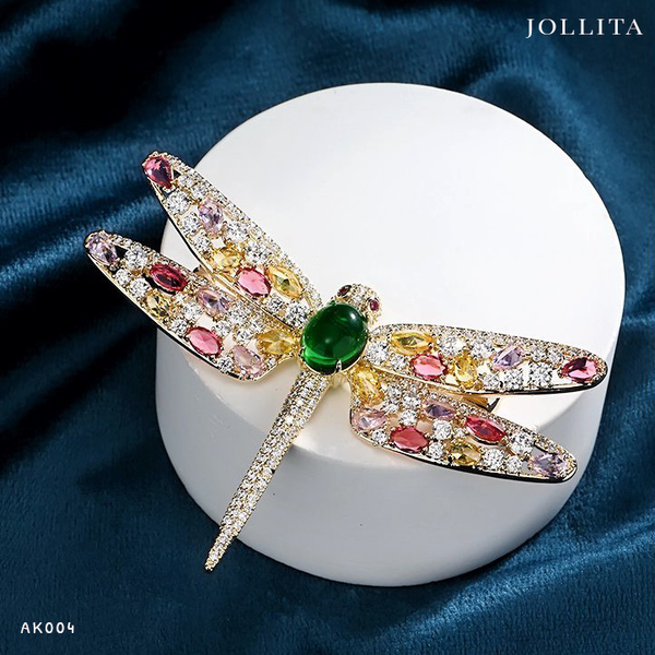  Trâm cài áo chuồn chuồn đính đá sắc màu cao cấp 