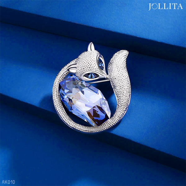  Trâm cài áo hồ ly đính đá pha lê xanh cao cấp 