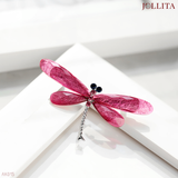  Trâm cài áo chuồn chuồn hồng ngọc thanh lịch 