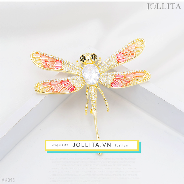  Trâm cài áo chuồn chuồn dát đá cao cấp 