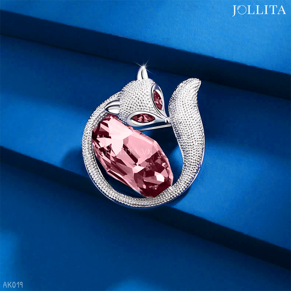  Trâm cài áo hồ ly đính đá pha lê đỏ cao cấp 