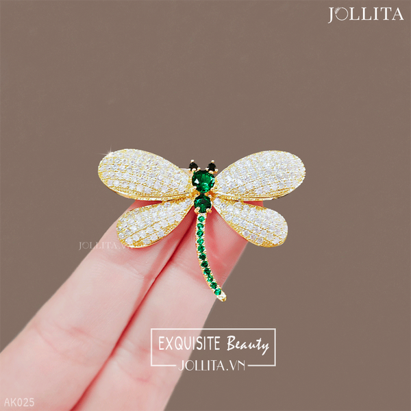  Trâm cài áo chuồn chuồn dát đá tinh tế thanh lịch 