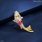  Trâm cài áo cá Koi đính đá hồng cao cấp 