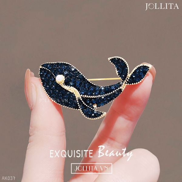  Trâm cài áo cá voi xanh may mắn 